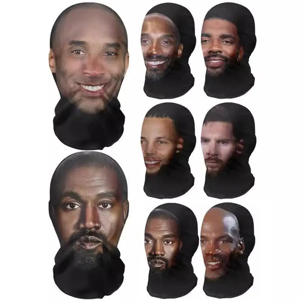 New 3D Printed Full Face Seamless Kanye Face Mask Celebrity Face Men Party Supply Cosplay Prop Novel Hip Hop Fashion Hood Party